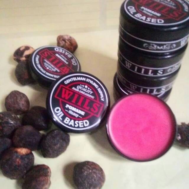 Pomade Wills oil based ekstrak minyak kemiri (tanpa lengket di rambut )