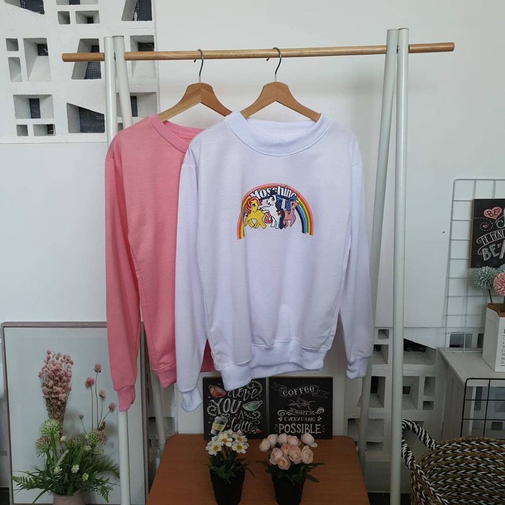 Primadona Sweater Pony Taile Rainbow - Sweatshirt Casual Motif Cartoon Lucu -  Fleece