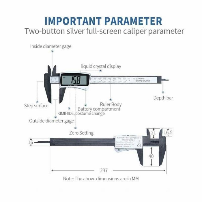 Jangka Sorong Digital LCD Vernier Caliper 3 Buttons 15CM - SH20