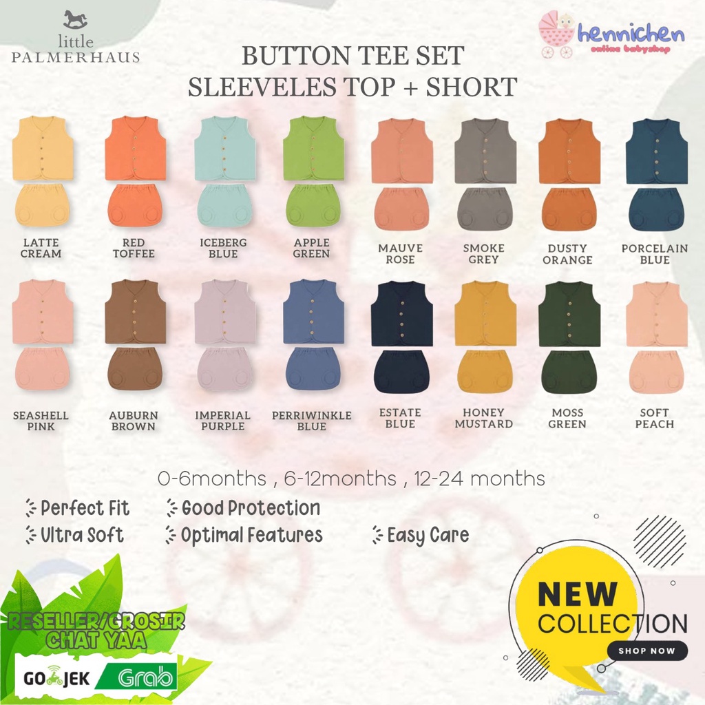 PROMO 7.7 PROMO BAJU LEBARAN Little Palmerhaus Button Tee Kutung Sleeveless Setelan Kutung Set singlet set  BAJU ANAK / BAJU BAYI