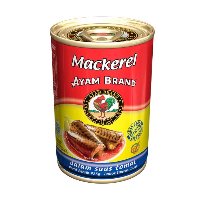 

5ds45ss Ikan Mackerel Saus Tomat Bulat 425G Ayam Brand Xa20X1