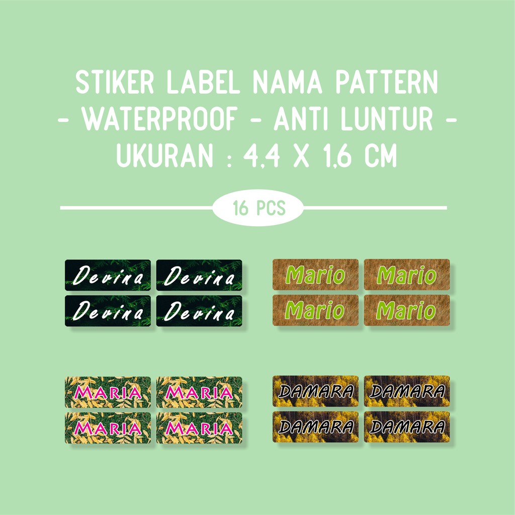 

Stiker Nama Waterproof Anti Luntur