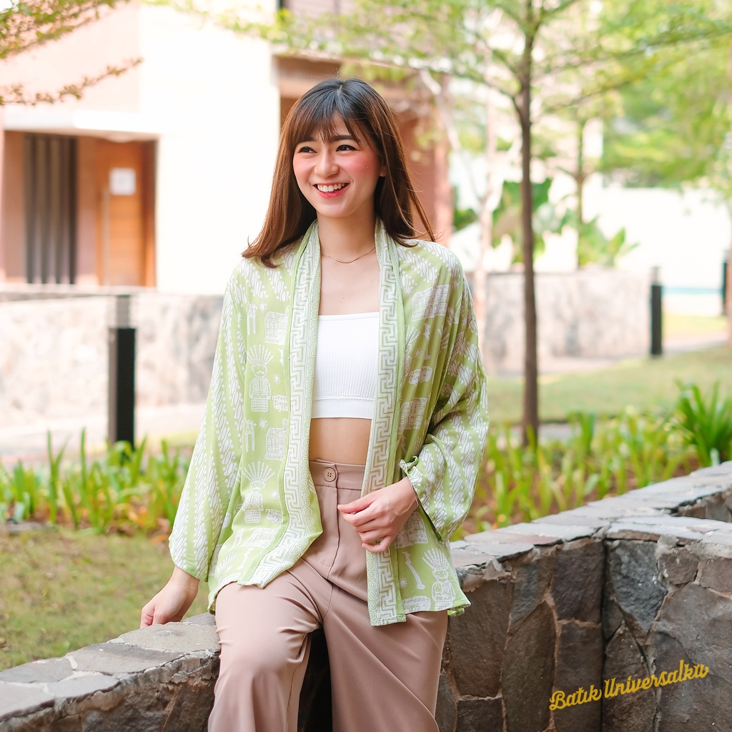 BATIK UNIVERSALKU - Cardigan Outer batik motif Ondel ondel Betawi Jakarta