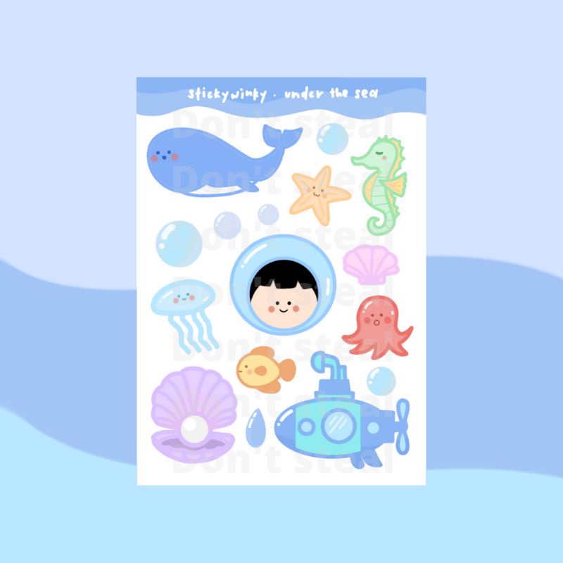 

[ggupii.co] didi under the sea - a6 sticker sheet