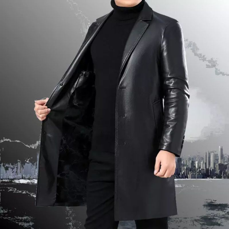 Jubah jas blezer kulit sintetis unisex