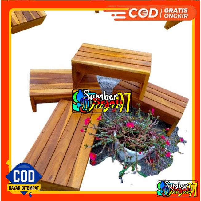 bangku jongkok kayu/bangku kecil motif/dingklik kayu jati belanda