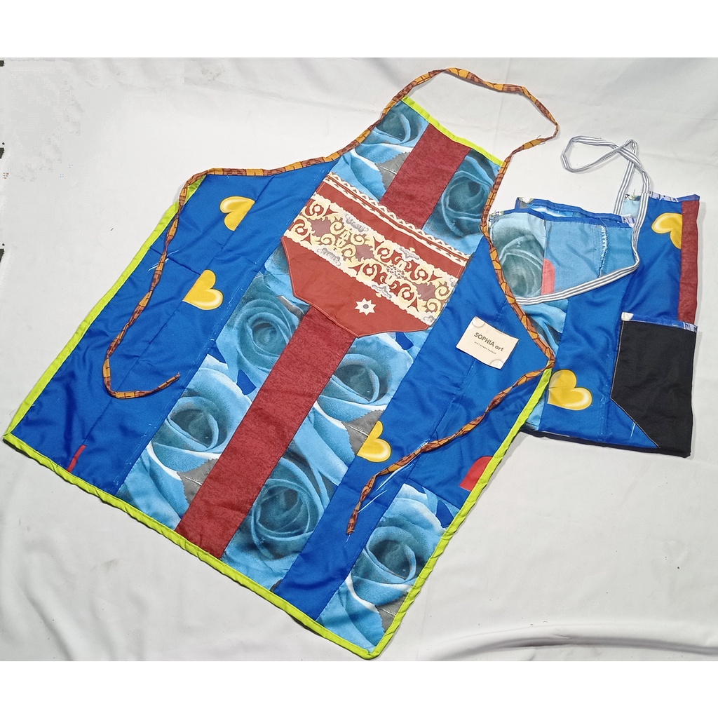 CELEMEK  APRON SAMBUNGAN KAIN PERCA DEWASA DAPUR MASAK