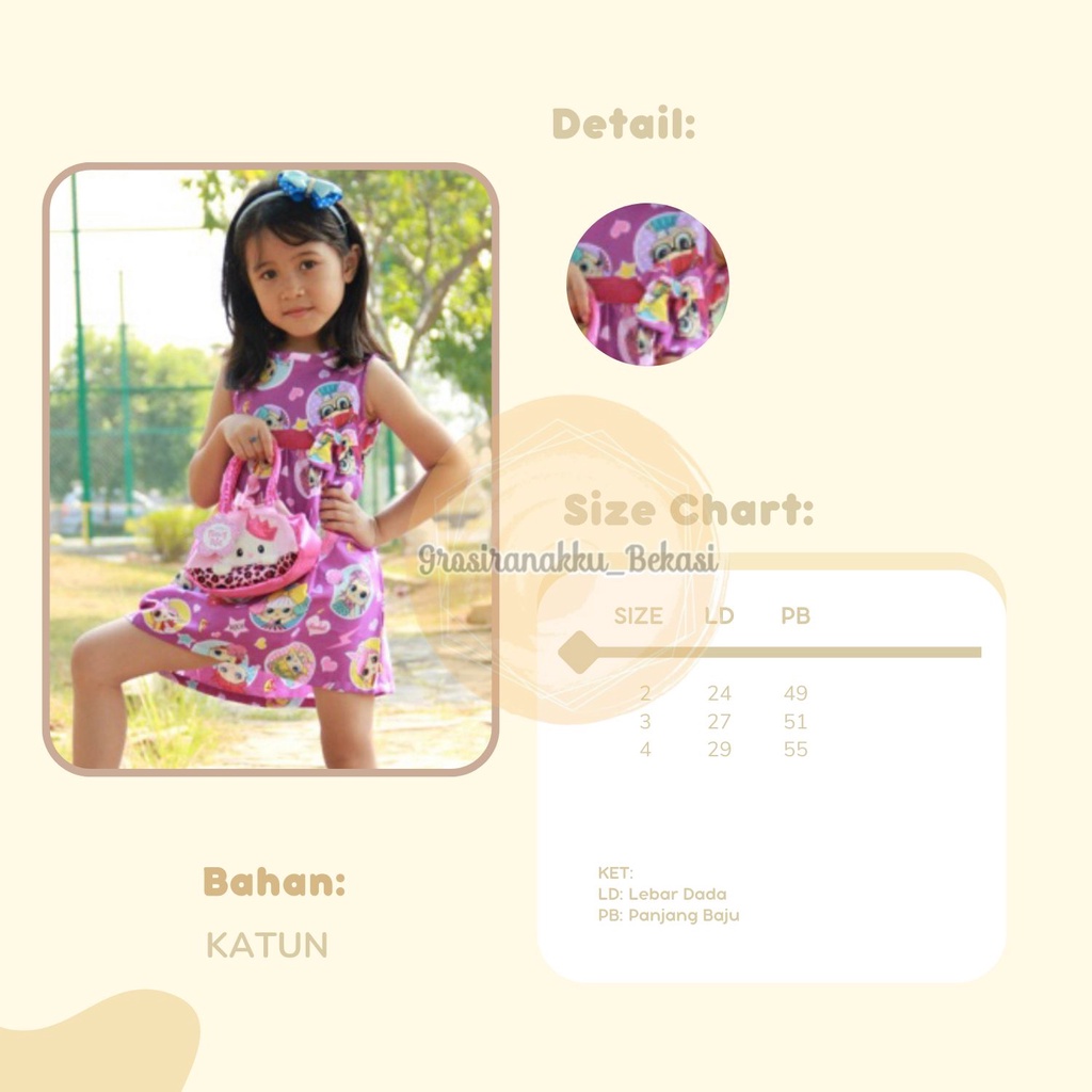 Dress Katun Anak Pita Murah Size 2-4Tahun