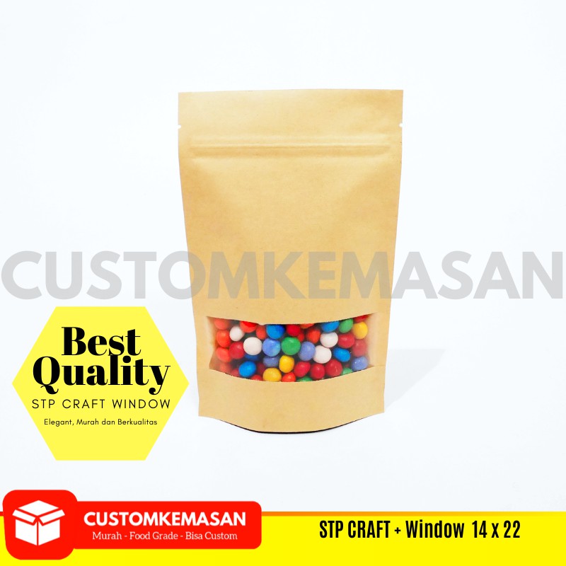 Standing Pouch Window 14 x 22 / Standing Pouch Craft Window / Standing Pouch Coklat / Standing Pouch