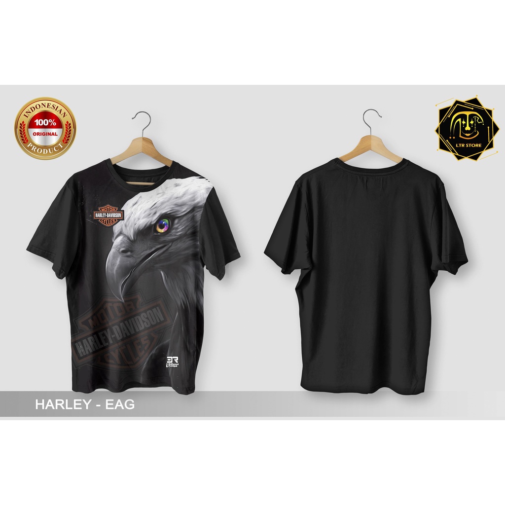[ BAYAR DI TEMPAT ] BAJU PRINTING GAMBAR HARLEY DAVIDSON EAGLE - KAOS DISTRO ORIGINAL MOTOR BESAR MO