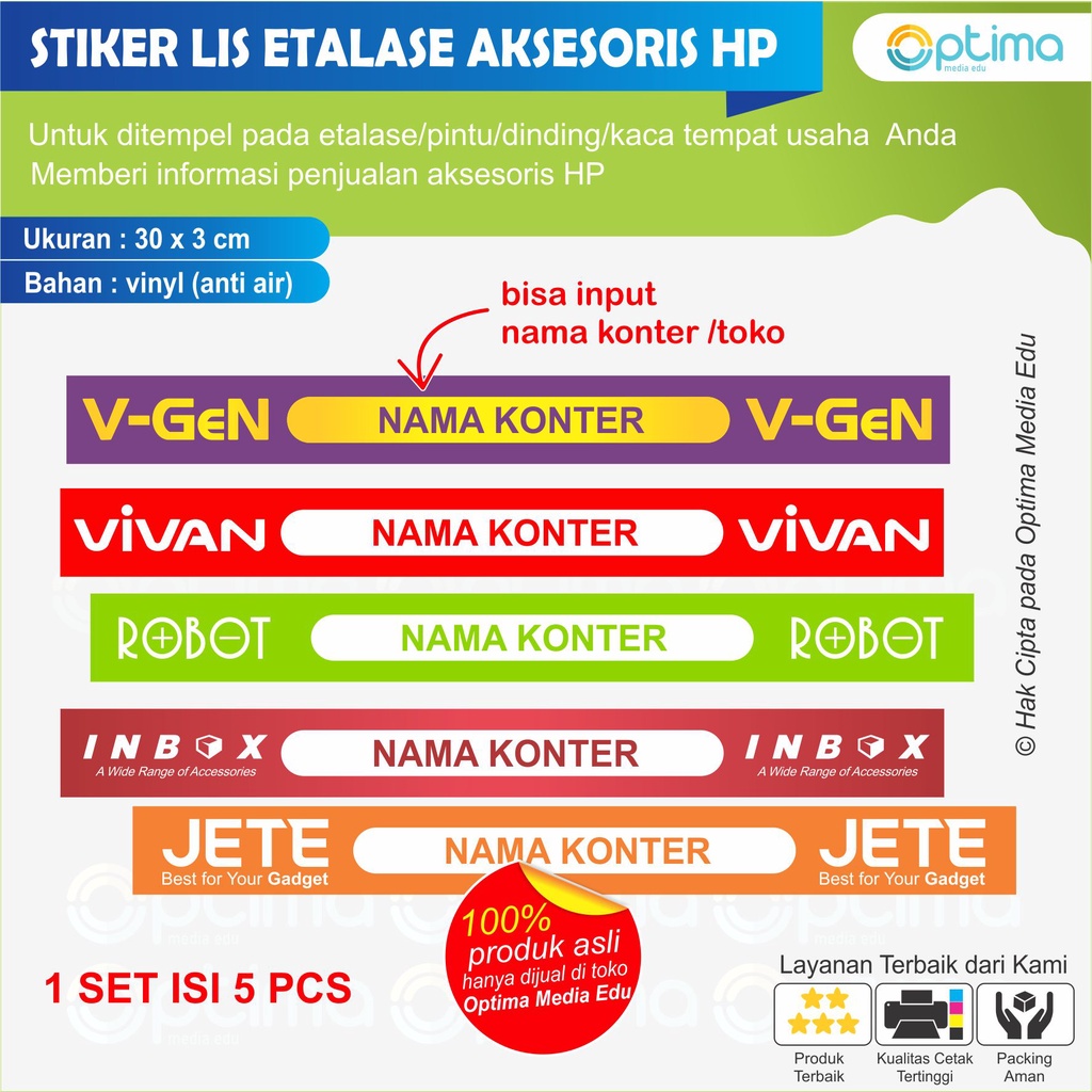 

STIKER LIS ETALASE AKSESORIS HP