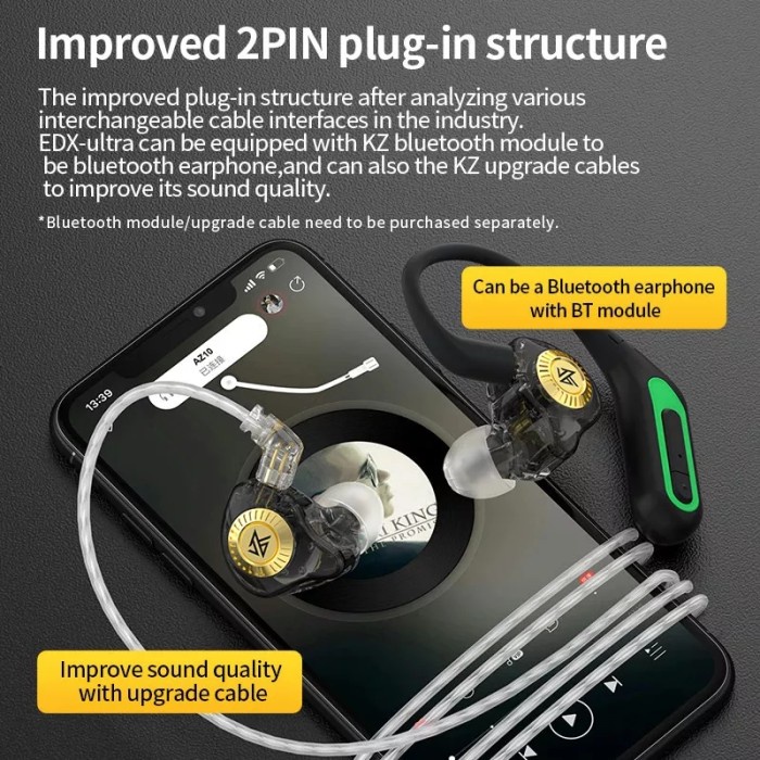 KZ EDX Ultra with Mic In Ear Earphone Bass HIFI Upgrade KZ EDX Pro - Hitam