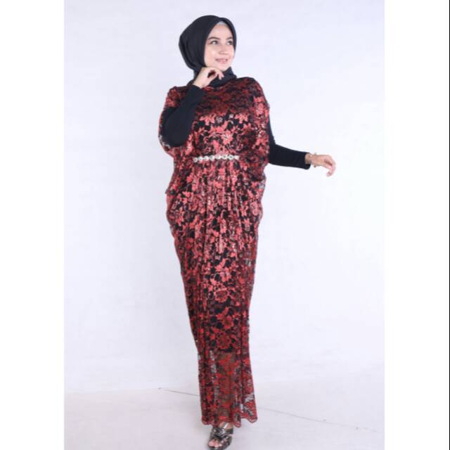 Kaftan kristal brokat couple gamis syari