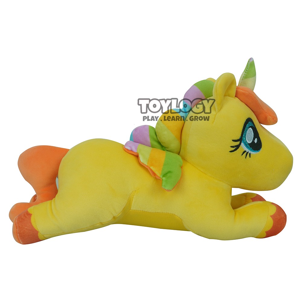 Boneka Kuda Unicorn Little Poni Pony Rainbow Clasie Lying Horse Plush Doll Ungu Biru Pink Kuning