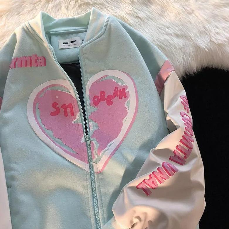 [KODE H6LV9] S11 DREAM HEART VARSITY BASEBALL / BISBOL JAKET KOREA STYLE