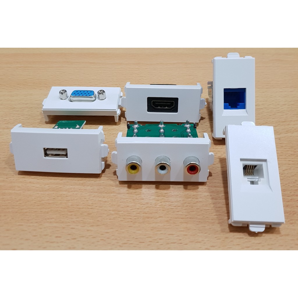 Modular Jack Faceplate HDMI VGA RCA USB RJ45 RJ11 Antena AUX