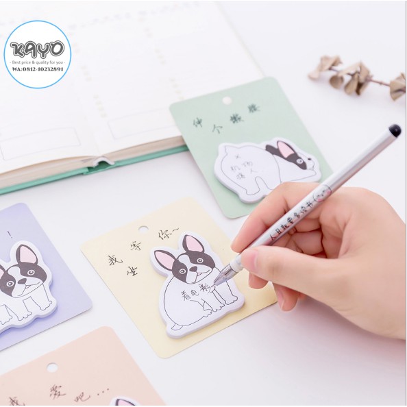 

memo tulis motif anjing, memo stick it motif french bulldog, memo lucu