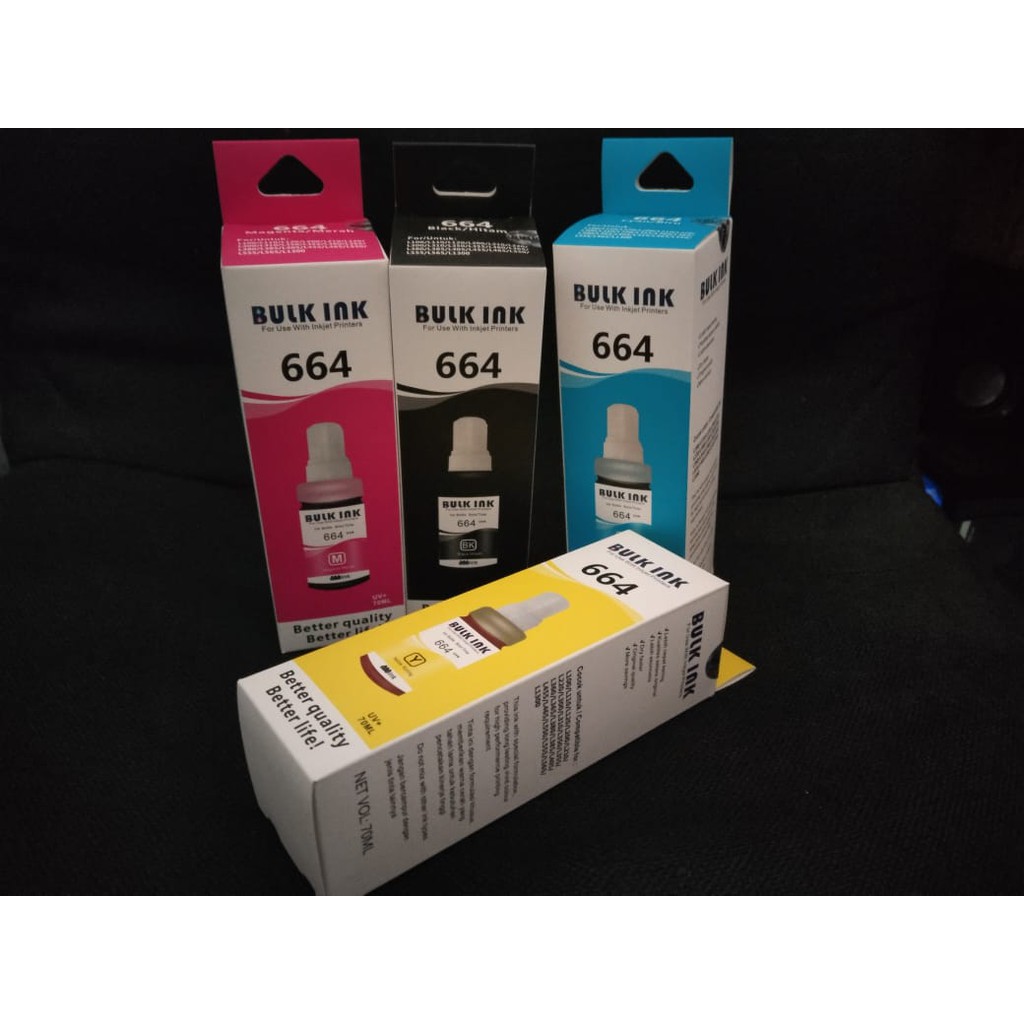 Tinta Bulk ink 664 / Tinta / Tinta Printer / Tinta Epson / Tinta Epson 664 Support Printer : L100.L110.L120.L200.L210.L220.L300.L310.L350.L355.L360.L365.L550.L555.L565.L655.L1300 NET VOL 70ML