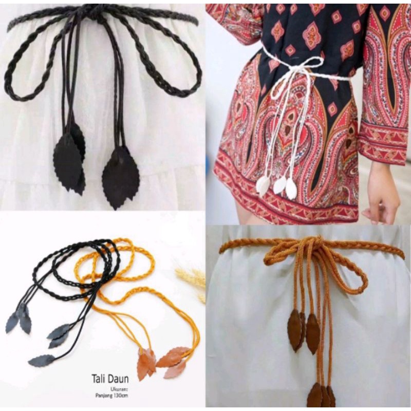 Ikat Pinggang Wanita Belt Motif Kepang Daun Motif Mutiara