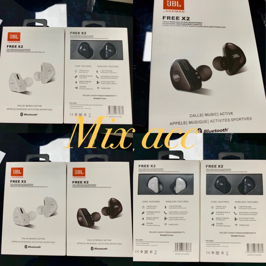 Headset bluetooth JBL X2 Wireless earphone bluetooth Isi 2 kiri kanan