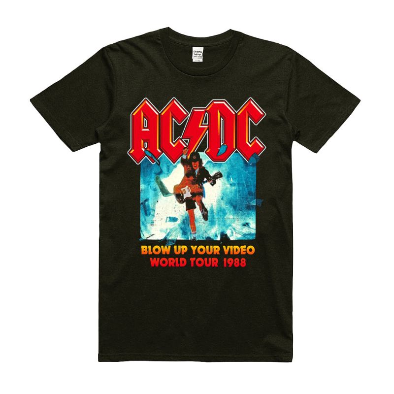 KAOS BAND / KAOS ACDC / BLOW UP YOUR VIDEO WORLD TOUR 1988 / ACDC T-SHIRT / BAJU MUSIK ROCK METAL