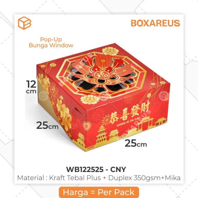 

READY COD Cake Box Imlek CNY Dus Kue Mika Hampers Packaging | WB122525 CNY - FLOWER CUCI GUDANG Kode