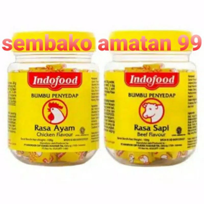 Indofood Bumbu Kaldu Ayam/sapi - Blok /bumbu Penyedap Rasa Kaldu Ayam Dan Rasa Sapi Blok Cube 100 Gr