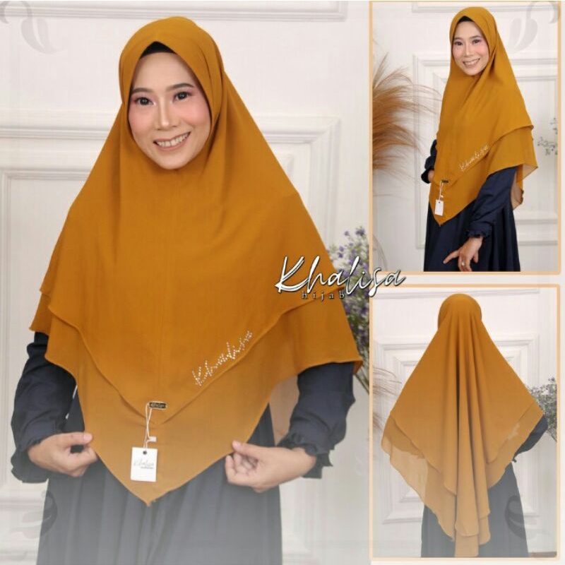 Hijab Khimar 2 layer alsya Lancip ceruty bebydoll premium/khimar alsya
