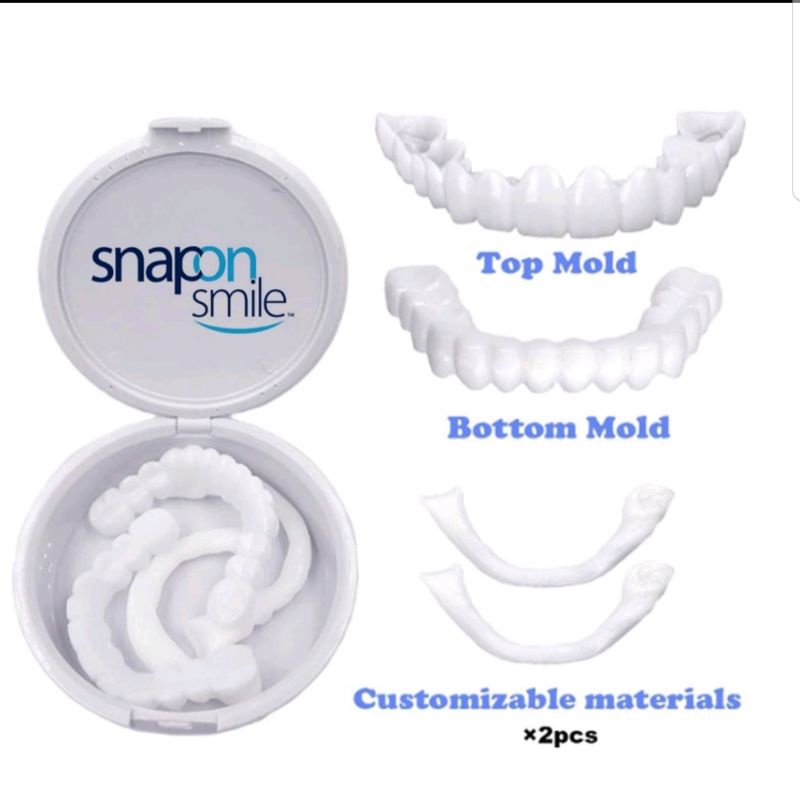 Snap On Smile Authentic 100% Original/ Gigi Palsu 1 Set Sepasang Atas Bawah