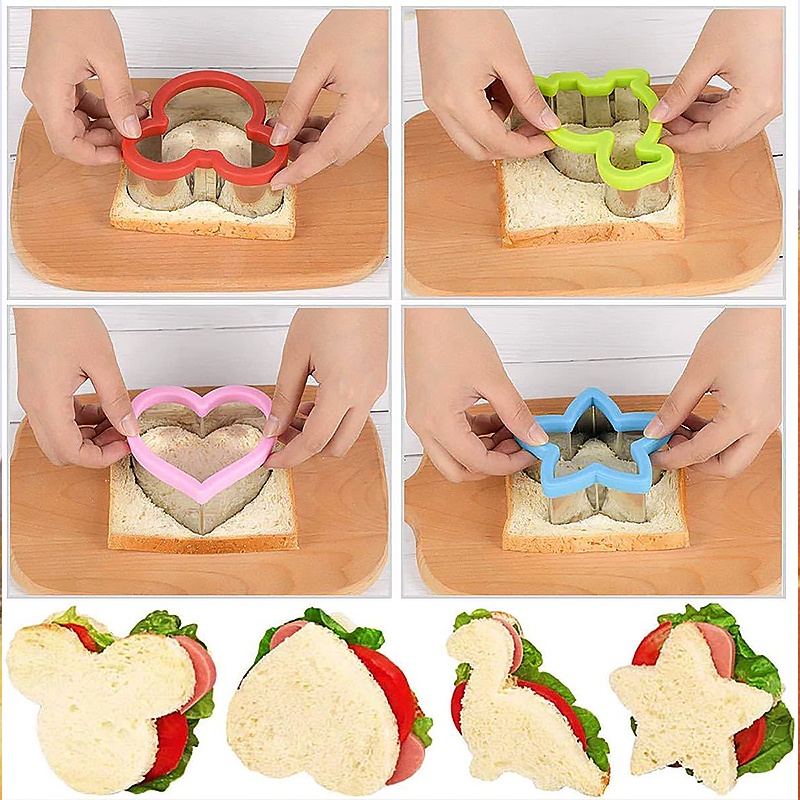 Set Cetakan Pemotong Roti / Biskuit / Cookies Bentuk Dinosaurus Bahan Stainless Steel Untuk Anak