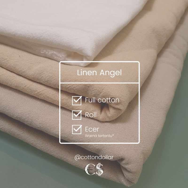 KAIN LINEN ANGEL CREPE FULL COTTON PREMIUM GRADE A | YARD ECERAN / GROSIR / ROLL / METERAN