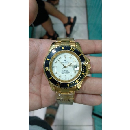 jam tangan rolex otomatis jam pria jam sporty jam klasik gold dial putih