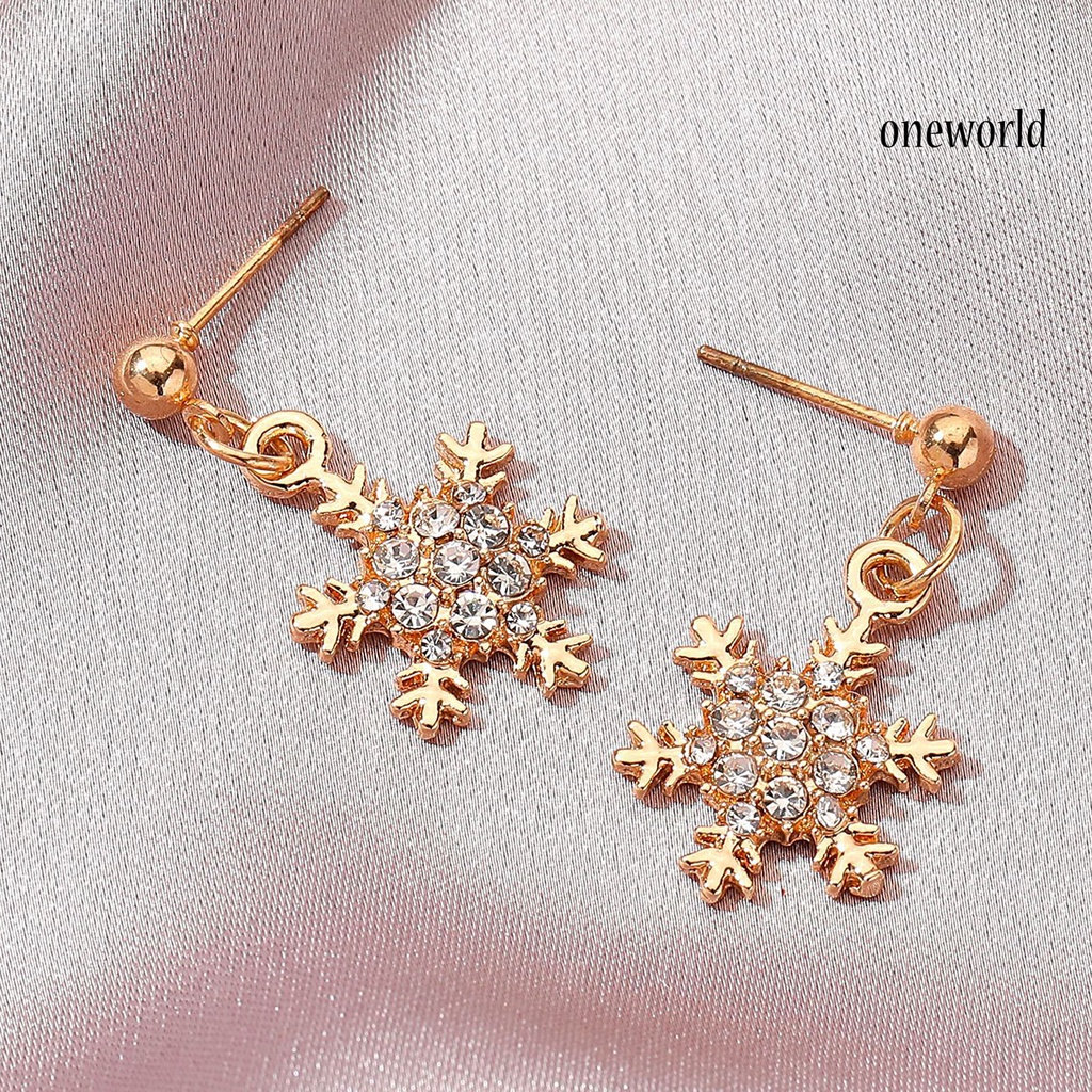 OW# Women Elegant Snowflake Shape Zircon Pendant Ear Stud Earring Jewelry Accessory