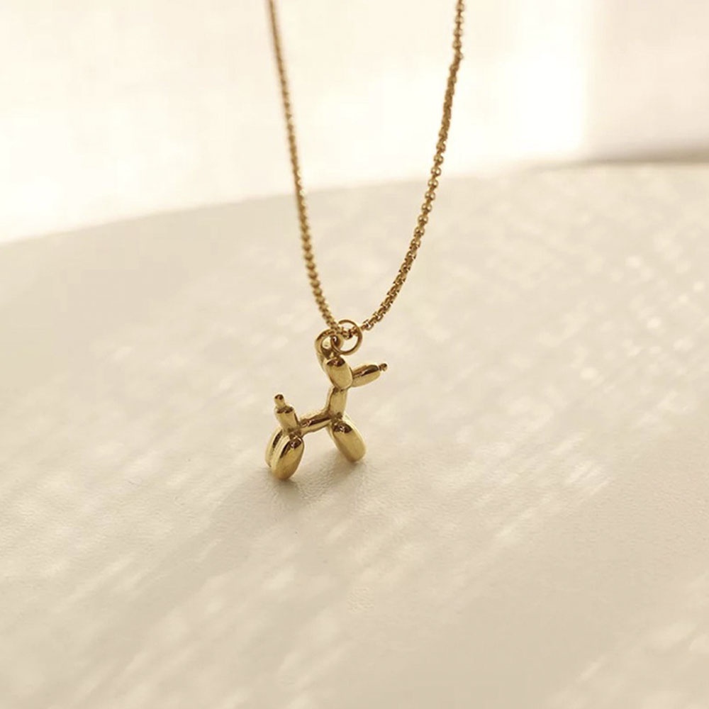 【COD Tangding】Simple Personality Dog Necklace Cute Balloon Stereo Dog Animal Pendant Necklace