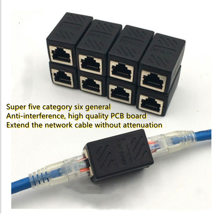 RJ45 straight-through connector 8P8C double-through head network cable extension butt joint