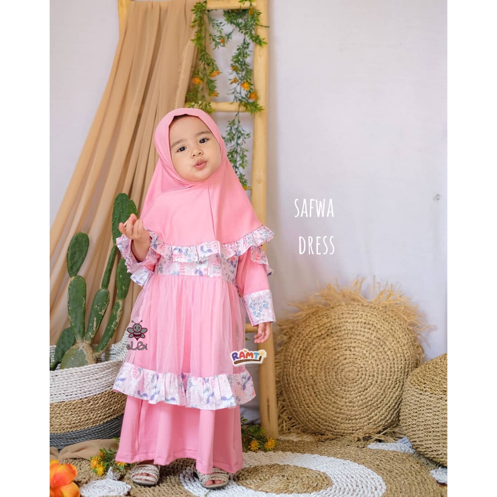 Elbi - Dress Pesta Anak Perempuan - Safwa Dress - Baju Muslim Anak Lucu - Busana Muslim Tile Anak