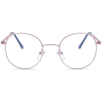(Rowling)Impor murah Frame Kacamata Wanita dan Pria Gaya Retro Round Eyeglasses Metal Frame Kacamata Fashion-ka-5 pink