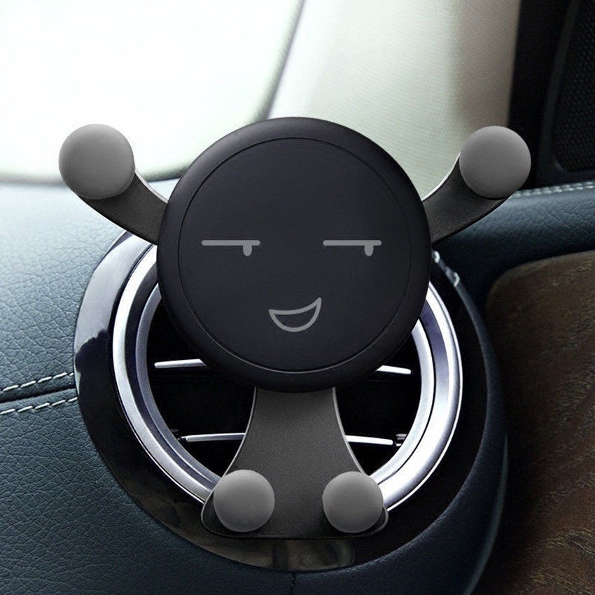 universal no magnetic gravity car mobile phone holder   smile face air vent clip phone gps mount   i