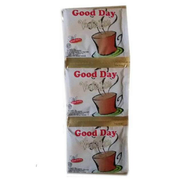 

Kopi Good Day Vanilla Latte (1renceng isi 10pcs)