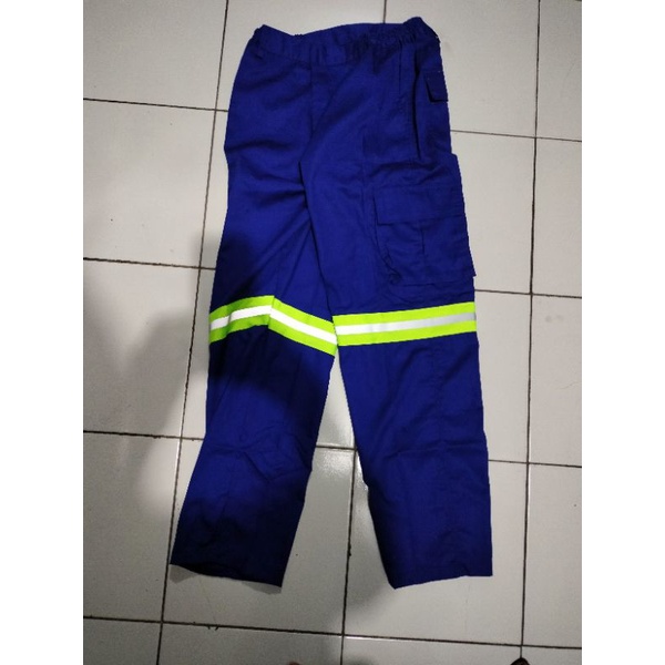 SETELAN SERAGAM SAFETY BIRU KANCING