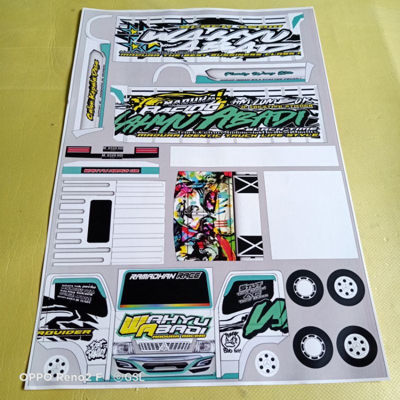 stiker miniatur truk oleng wahyu abady 02 terbaru size besar