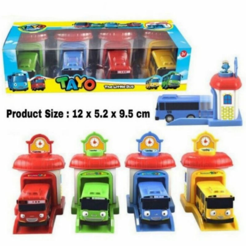 MAINAN MOBIL TAYO GARASI SET ISI 4 PCS / MOBIL TAYO GARASI DAN PELONTAR