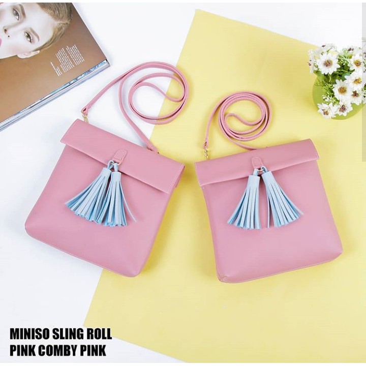 LS 383 - tas selempang miniso sling roll combi kuncir