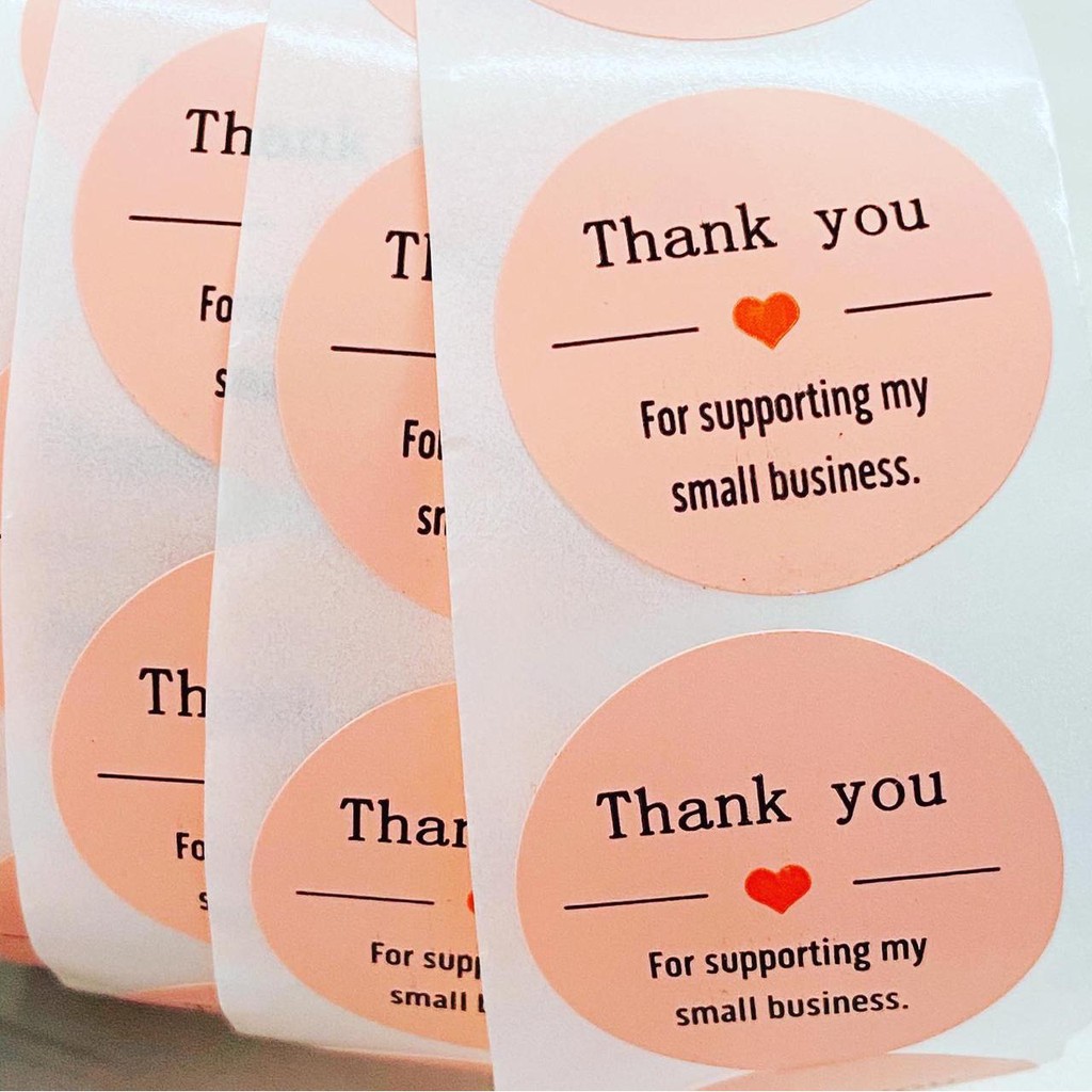 

Stiker Label Sticker PINK Thank you for Supporting my small business segel Product Produk Merchandis