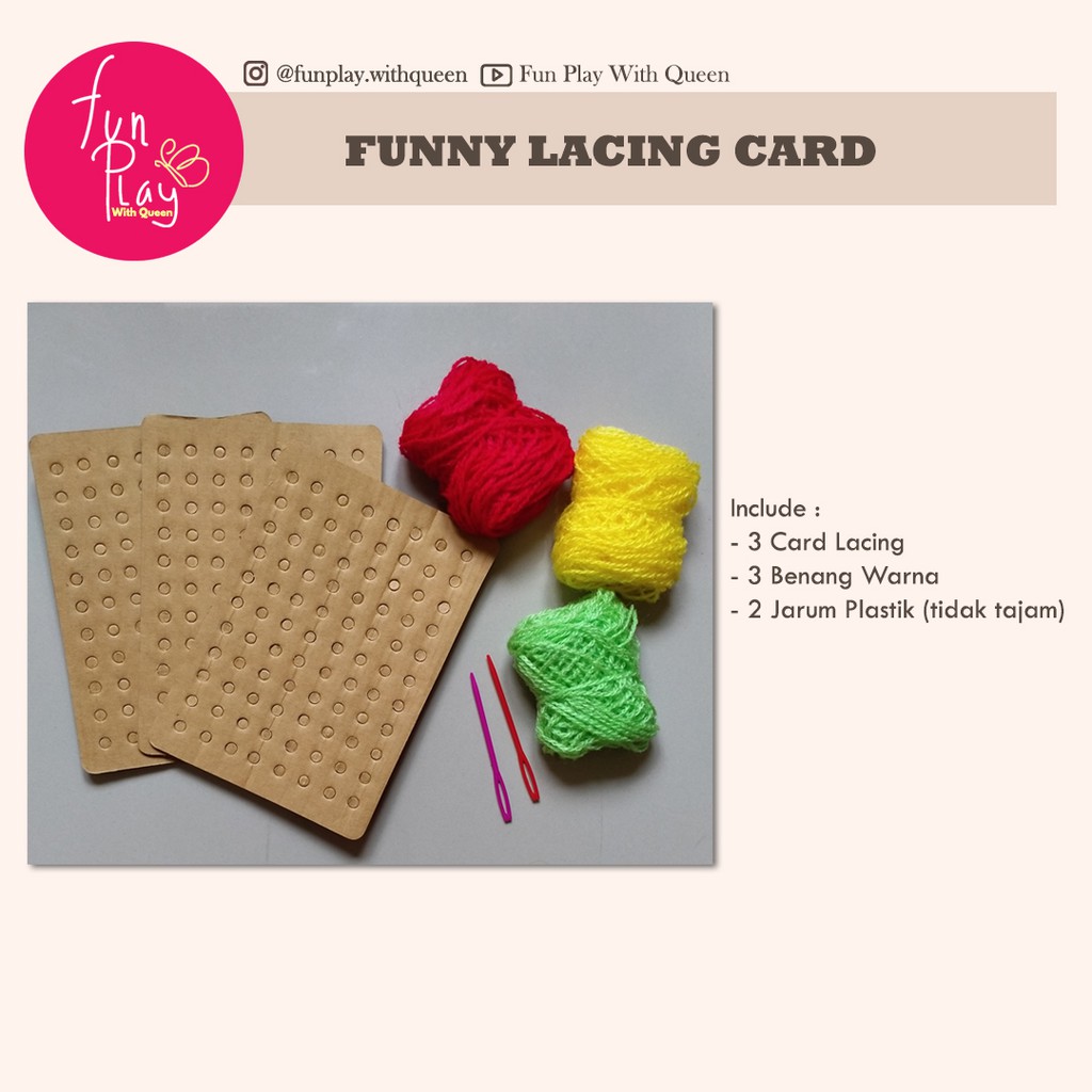 Funny Lacing Card Set - Mainan Anak Lacing