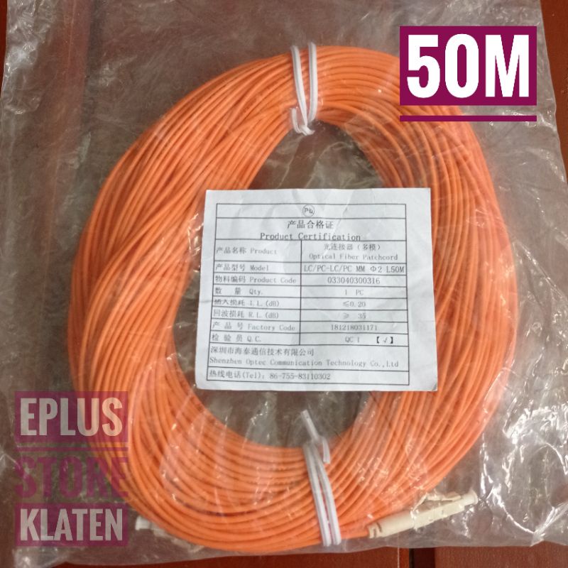 Kabel Patchcord 50M LC to LC Simplex MultiMode Patchcore om3 2mm K113