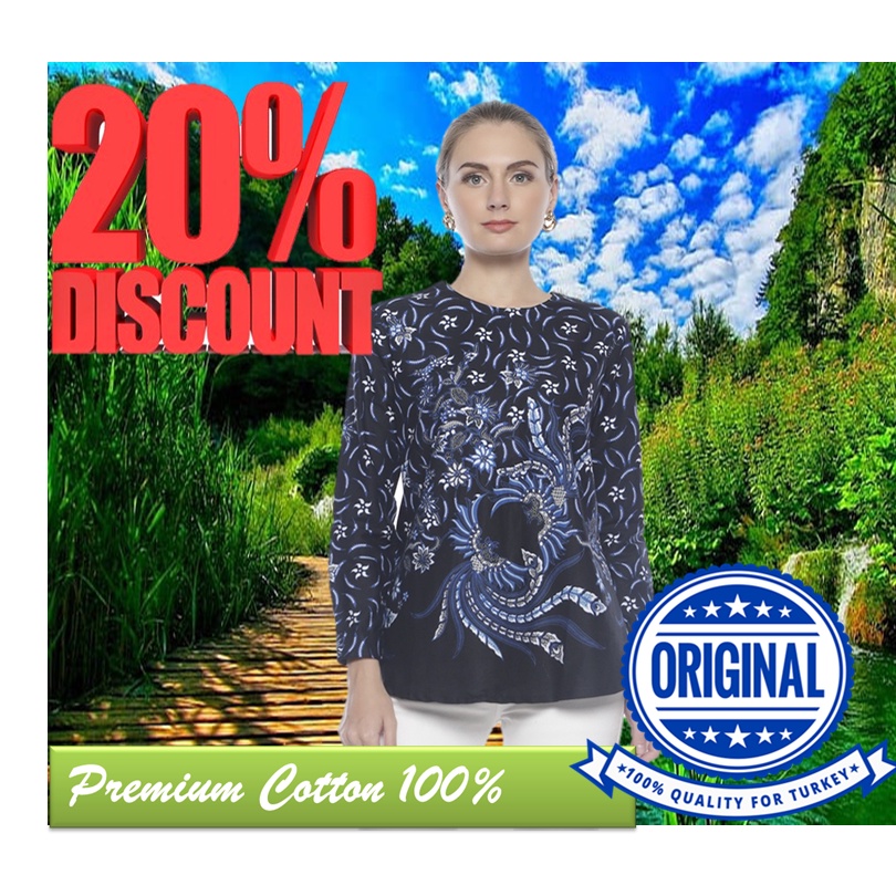 Batik Wanita  Agrapana Blouse Batik Wanita Lengan Panjang