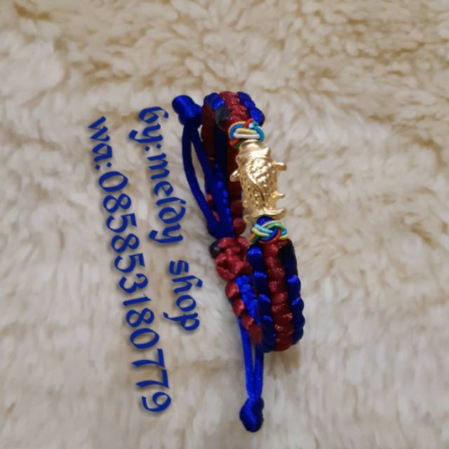 Gelang tali cina merah charm hongkong ikan koi keberuntungan HK 24K 999.9 ORIGINAL gelang kado cowok