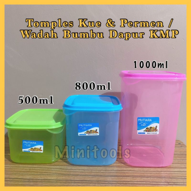 Toples Kue &amp; Permen / Wadah Bumbu Dapur / Toples Kotak KMP 500ml, 800ml dan 1000ml