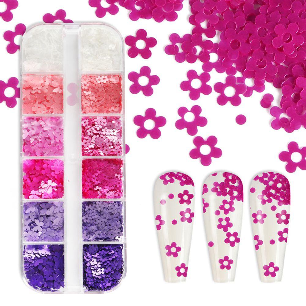 Mxbeauty 12 Grid / Kotak Payet Glitter Bentuk Bunga Butterfly Rabbit Untuk Aksesoris Nail Art / Manicure